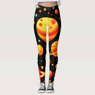 Leggings Arte Personalizado cósmico con tonos cálidos