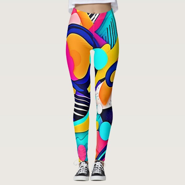 Leggings Arte Pop Abstracto Vibrante (Anverso)