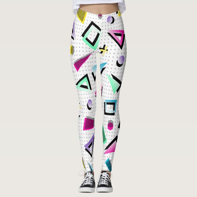 Leggings Arte pop blanco brillante de los años 1980 (Anverso)