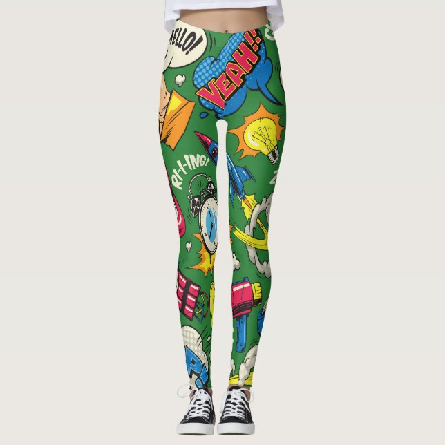 Leggings Arte pop: Comic colorido sin foco (Anverso)