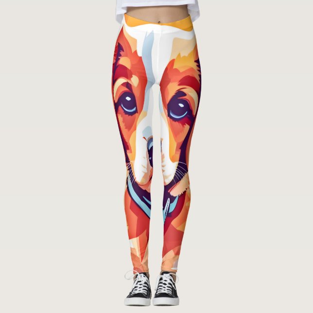 Leggings Arte pop de cachorro curado (Anverso)