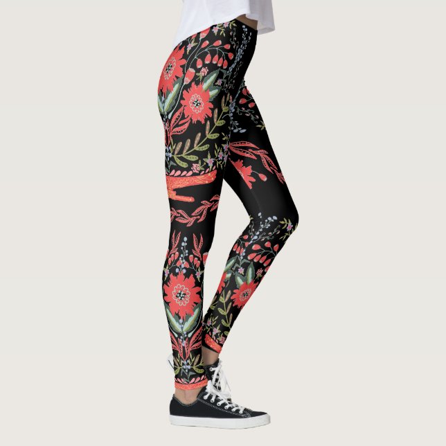 Leggings Arte popular elegante de la flor salvaje (Derecha)
