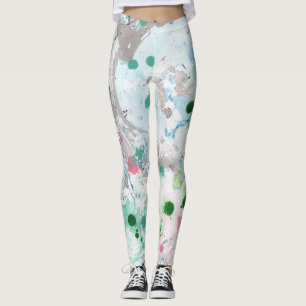 Leggings Arte Resumen elegante de color rosa azul verde bla