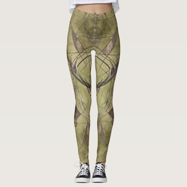 Leggings Arte sagrado de Digitaces de la geometría de los (Anverso)