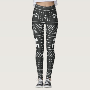 Leggings Arte tribal africano: blanco y negro geométrico