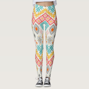 Leggings Arte tribal: huella geométrica boho.