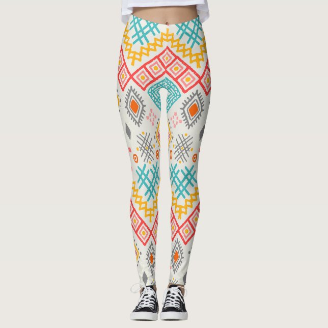 Leggings Arte tribal: huella geométrica boho. (Anverso)