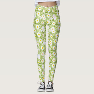 Leggings Arte vectorial de margarita fresca de primavera