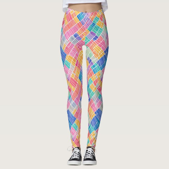 Leggings Artes abstractas de moda patrón acuarela arcoíris (Anverso)