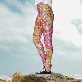 Leggings Artes Frías Colorido Arcoíris Hojas Patrón de Pint