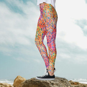 Leggings Artes Frías Colorido Arcoíris Hojas Patrón de Pint