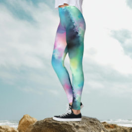 Leggings Artes Luces de Aurora Boreal Coloridas Acuarela