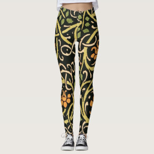Leggings Artes y Oficios Vintage Patrón Floral Roycroft