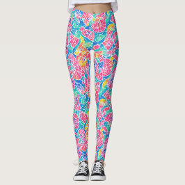 Leggings Artesanal Patrón de Mosaico de Acuarela Geométrica