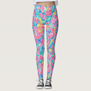 Leggings Artesanal Patrón de Mosaico de Acuarela Geométrica