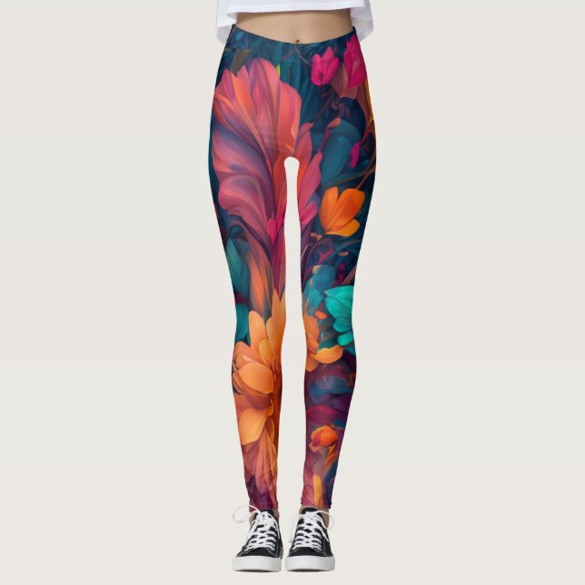Leggings Artesanía romántica floral musical (Anverso)