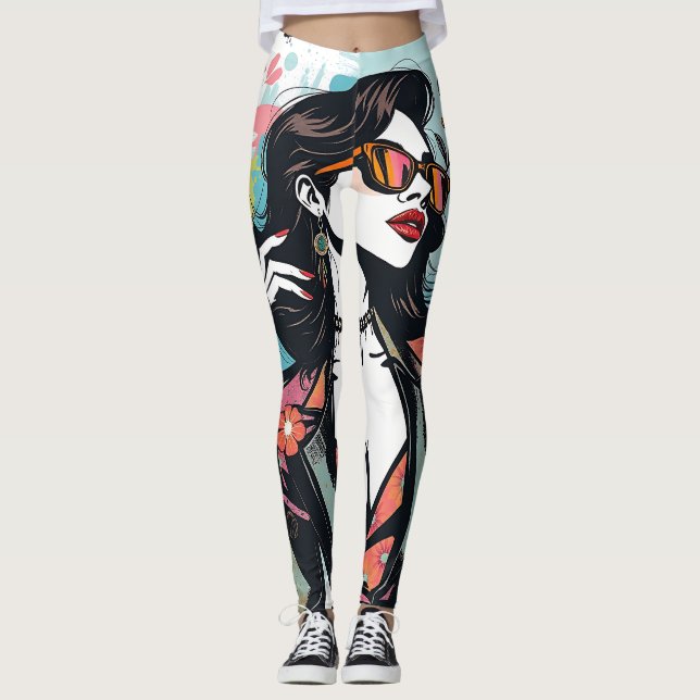 Leggings Artistic Abstract Floral-Paint Splatter Yoga Pants (Anverso)