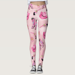 Leggings Artsy Cute Girone Pink Verde azulado Cowgirl Water
