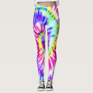 Leggings Artsy Neon Rainbow Tie Dye Watercolor Pattern