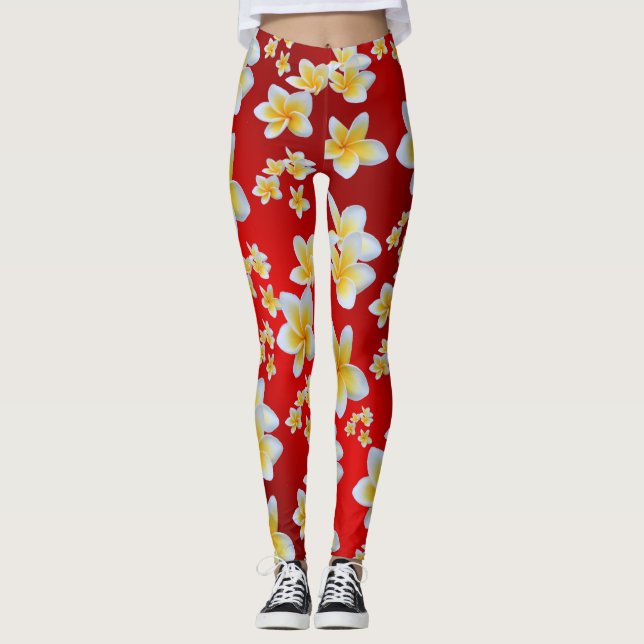 Leggings asiático, amarillo, blanco, floral, brillante, dor (Anverso)