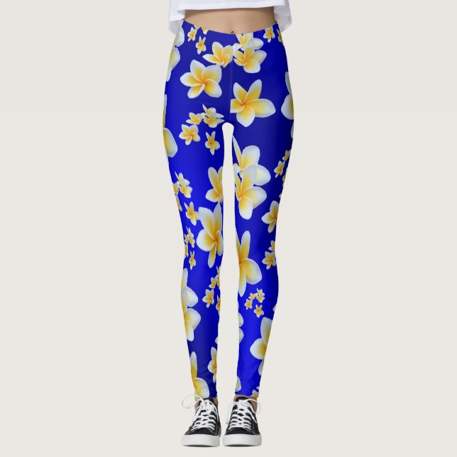 Leggings asiático, amarillo, blanco, floral, brillante, dor (Anverso)