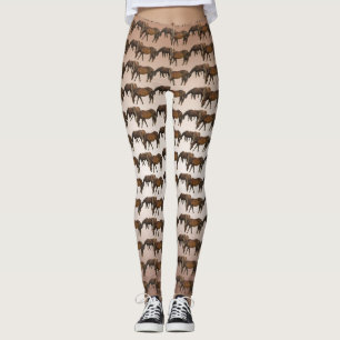 Leggings Asombrosas piernas de animales de caballos marrone