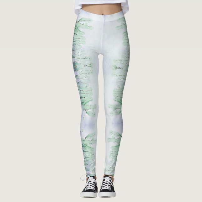 Leggings Asombroso patrón de cactus verde pálido (Anverso)