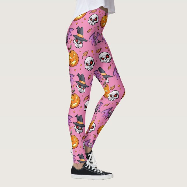 Leggings Asombroso Personalizado de Guay Halloween (Rosa) (Derecha)