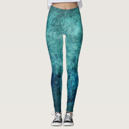 Leggings Aspecto de Batik Verde Azul