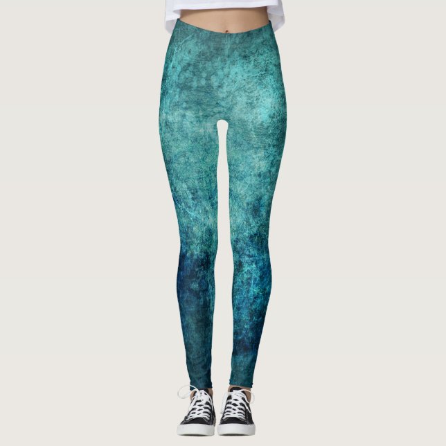 Leggings Aspecto de Batik Verde Azul (Anverso)