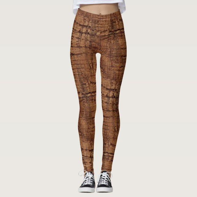 Leggings Aspecto de grano de madera de roble de castaño (Anverso)