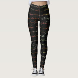 Leggings Aspecto de lana negra con escritura colorida