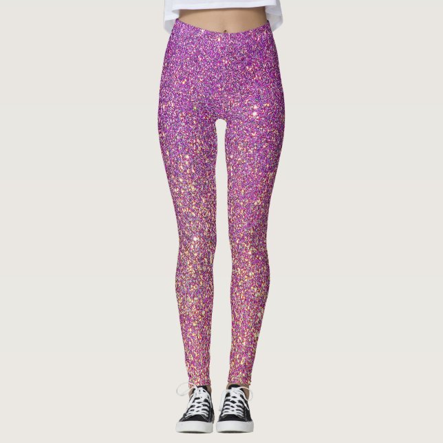 Leggings Aspecto espumoso de las piernas púrpura rosa (Anverso)