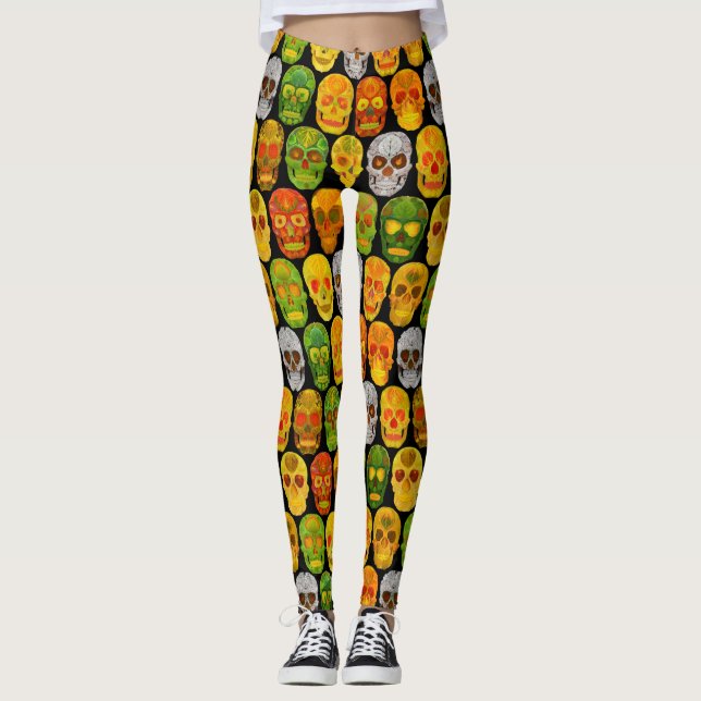 Leggings Aspen Leaf Skulls sin fisuras patrón 2018 (Anverso)