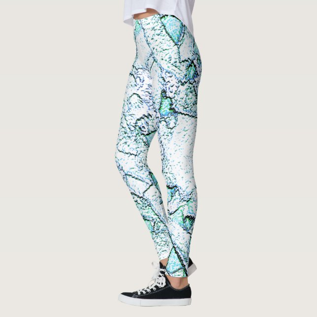 Leggings Áspero como rocha, num misto de ciano e menta (Izquierda)