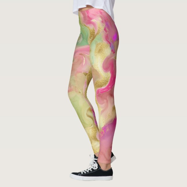 Leggings Asquerosa coloración de mármol de acuarela abstrac (Izquierda)