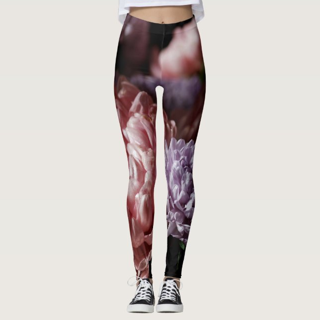 Leggings Aster rosa Bouquet: Iluminación barroca. (Anverso)