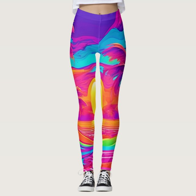 Leggings Atardecer Azul y Naranja (Anverso)