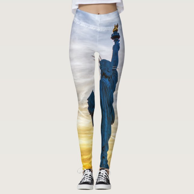 Leggings Atardecer sobre réplica de la estatua de la Libert (Anverso)