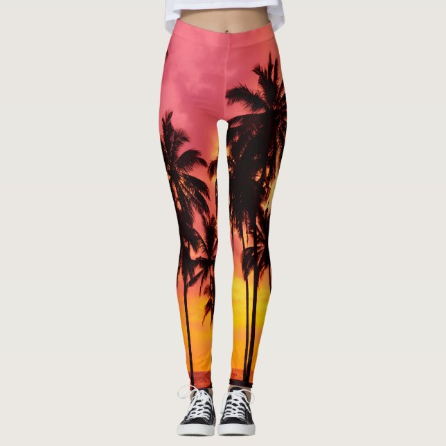 Leggings Atardecer tropical: Serenidad de la silueta de la  (Anverso)