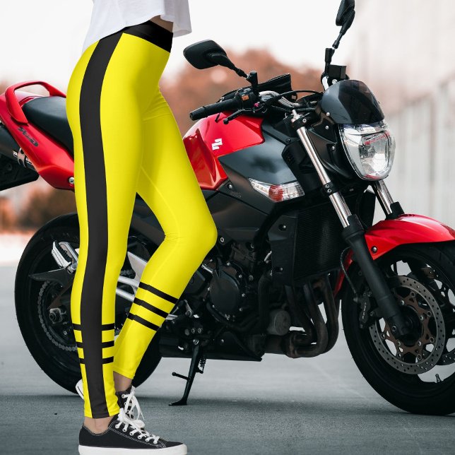 Leggings Athletic Women Modern Cute Yellow Black Stripes (Subido por el creador)