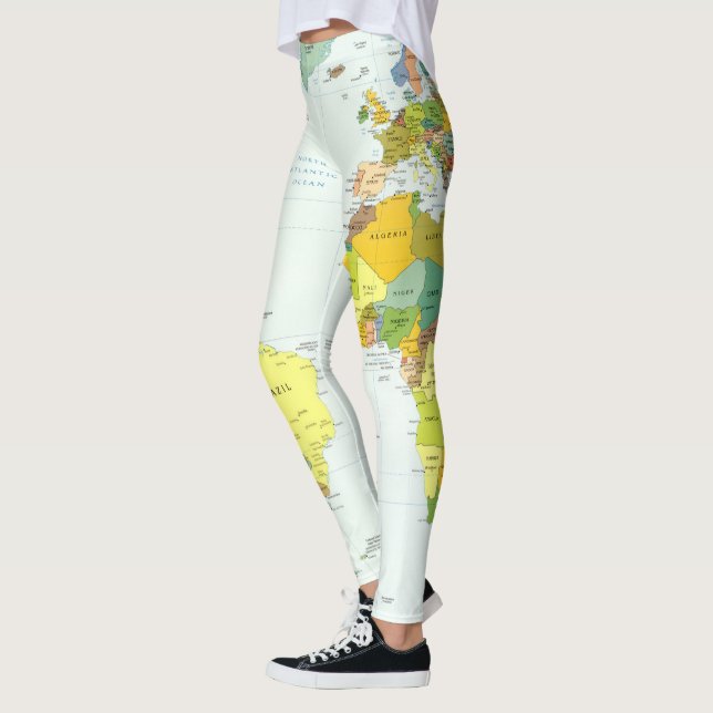 Leggings Atlas del País del Mapa Mundial (Izquierda)