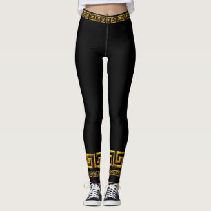 Leggings atléticos de llave griega dorada