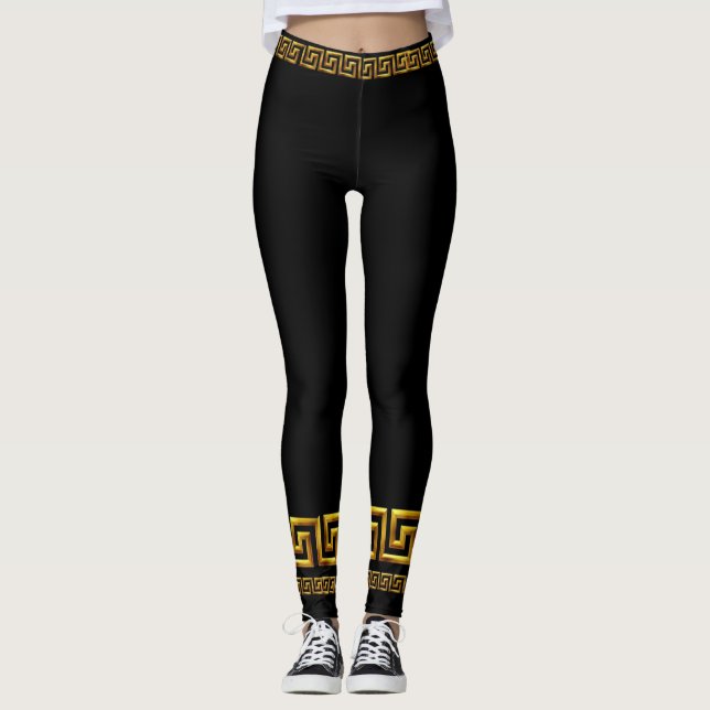 Leggings Atléticos de Llave Griega Dorada (Anverso)