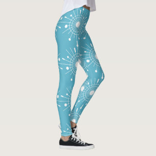 Leggings Atomic Snowflake Christmas Mid Century Modern MCM