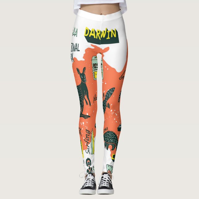 Leggings Atracciones australianas de mano, post de tipograf (Anverso)