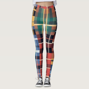 Leggings Atractivo Patrón Mezcla de Tartán Audaz