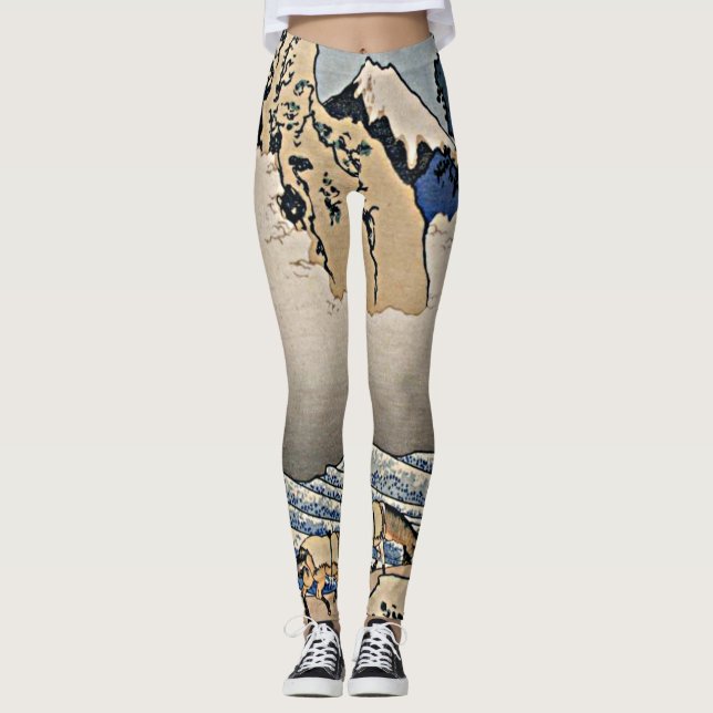 Leggings Atrás de la montaña Fuji del río Minobu Hokusai (Anverso)