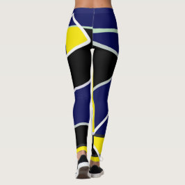 Leggings Audaz arte abstracto de amarillo azul