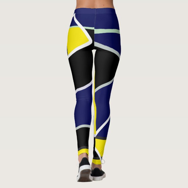 Leggings Audaz arte abstracto de amarillo azul (Reverso)